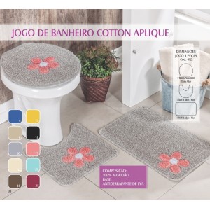 412 JOGO DE BANHEIRO COTTON COM APLIQUE